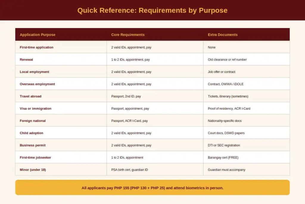 NBI Requirements 7 Quick Reference Requirements by Purpose