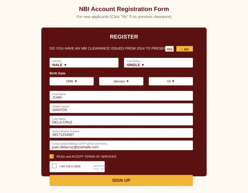 NBI Clearance 4 Registration Form - NBI Clearance